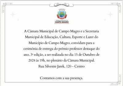 3ª Edição do Prêmio Professor destaque do Ano.