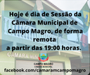 Hoje teremos a 7º Sessão Ordinária da Câmara Municipal de Campo Magro, você pode acompanhar ao vivo pelo facebook as 19:00 horas.