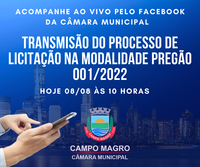 Transmissão do processo de Licitação na Modalidade Pregão (01-2022)